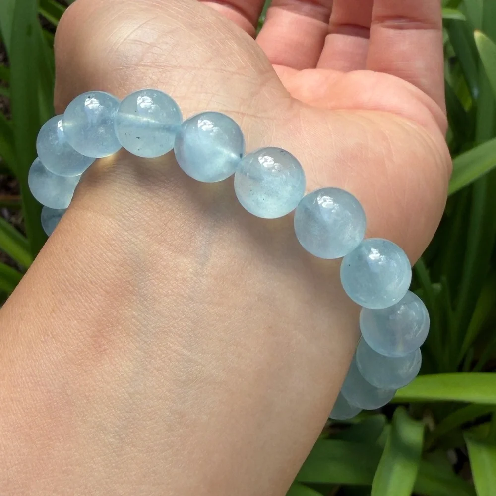 11mm stretchable blue aquamarine‎ bracelet 0351
